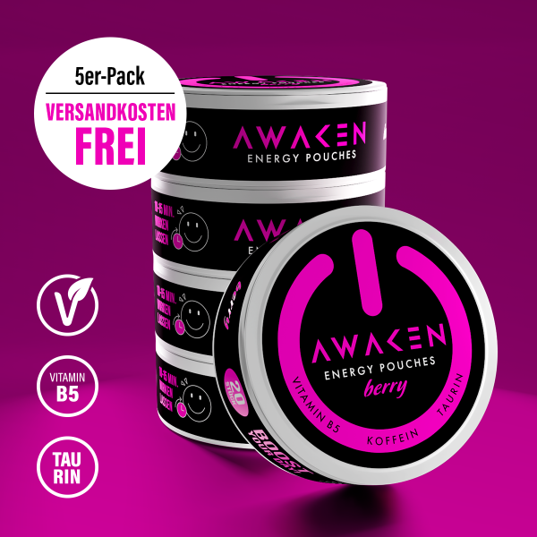 AWAKEN Energy Pouches Berry 5er Pack